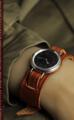 オメガ 希少な黒文字盤の銀無垢アンティーク腕時計 【1917年頃】-W1655-25