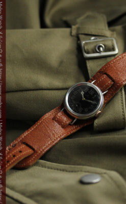 オメガ 希少な黒文字盤の銀無垢アンティーク腕時計 【1917年頃】-W1655-5