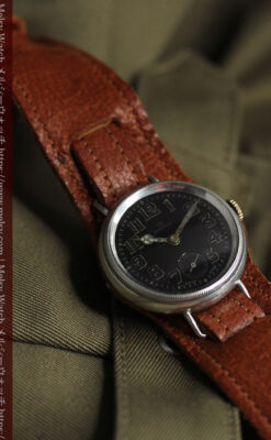 オメガ 希少な黒文字盤の銀無垢アンティーク腕時計 【1917年頃】-W1655-6