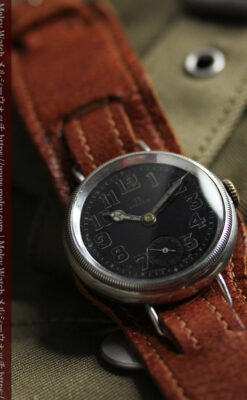 オメガ 希少な黒文字盤の銀無垢アンティーク腕時計 【1917年頃】-W1655-7