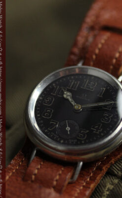 オメガ 希少な黒文字盤の銀無垢アンティーク腕時計 【1917年頃】-W1655-8
