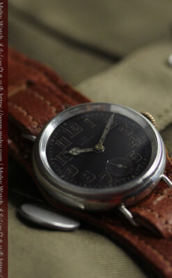 オメガ 希少な黒文字盤の銀無垢アンティーク腕時計 【1917年頃】-W1655-9