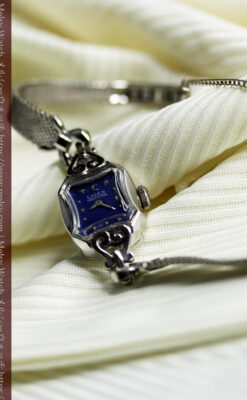 夜の空に星と月 グリュエンのアンティーク金無垢腕時計 【1950年頃】-W1656-10