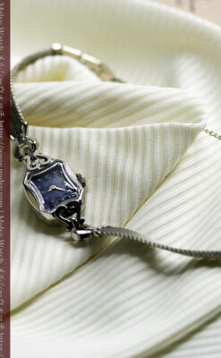 夜の空に星と月 グリュエンのアンティーク金無垢腕時計 【1950年頃】-W1656-11