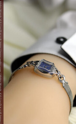 夜の空に星と月 グリュエンのアンティーク金無垢腕時計 【1950年頃】-W1656-16