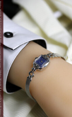 夜の空に星と月 グリュエンのアンティーク金無垢腕時計 【1950年頃】-W1656-17