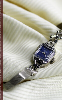 夜の空に星と月 グリュエンのアンティーク金無垢腕時計 【1950年頃】-W1656-3