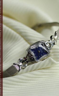 夜の空に星と月 グリュエンのアンティーク金無垢腕時計 【1950年頃】-W1656-5