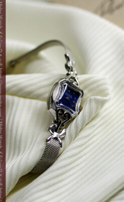 夜の空に星と月 グリュエンのアンティーク金無垢腕時計 【1950年頃】-W1656-6