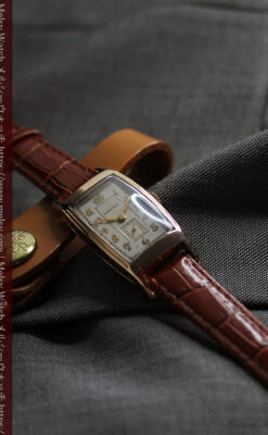 丸みのあるカーブを描くロンジンのアンティーク腕時計 【1938年頃】ローズ色-W1658-11