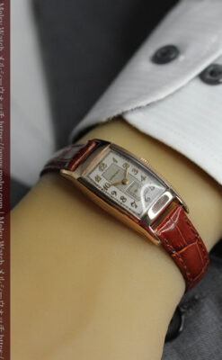 丸みのあるカーブを描くロンジンのアンティーク腕時計 【1938年頃】ローズ色-W1658-15