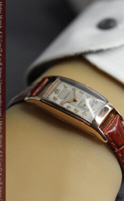 丸みのあるカーブを描くロンジンのアンティーク腕時計 【1938年頃】ローズ色-W1658-16