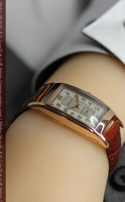 丸みのあるカーブを描くロンジンのアンティーク腕時計 【1938年頃】ローズ色-W1658-19