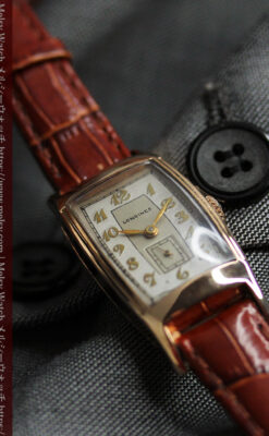 丸みのあるカーブを描くロンジンのアンティーク腕時計 【1938年頃】ローズ色-W1658-2