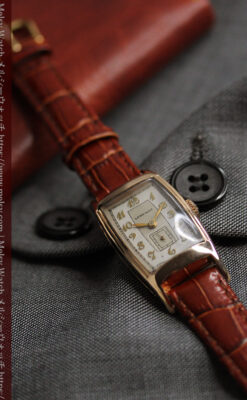 丸みのあるカーブを描くロンジンのアンティーク腕時計 【1938年頃】ローズ色-W1658-3