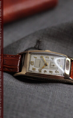 丸みのあるカーブを描くロンジンのアンティーク腕時計 【1938年頃】ローズ色-W1658-5