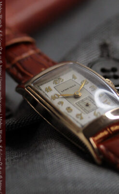 丸みのあるカーブを描くロンジンのアンティーク腕時計 【1938年頃】ローズ色-W1658-6