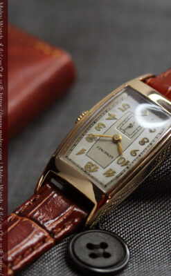 丸みのあるカーブを描くロンジンのアンティーク腕時計 【1938年頃】ローズ色-W1658-8