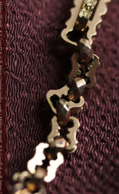 回転する石飾り付き 英国アンティーク金無垢懐中時計チェーン-C0520-19