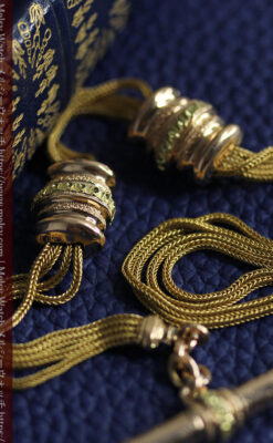 いにしえの逸品 18金無垢の紐状の最高級アンティーク懐中時計チェーン-C0521-13