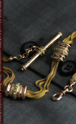 いにしえの逸品 18金無垢の紐状の最高級アンティーク懐中時計チェーン-C0521-19