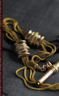 いにしえの逸品 18金無垢の紐状の最高級アンティーク懐中時計チェーン-C0521-20