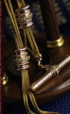 いにしえの逸品 18金無垢の紐状の最高級アンティーク懐中時計チェーン-C0521-22