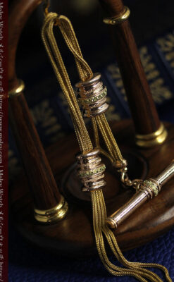 いにしえの逸品 18金無垢の紐状の最高級アンティーク懐中時計チェーン-C0521-23