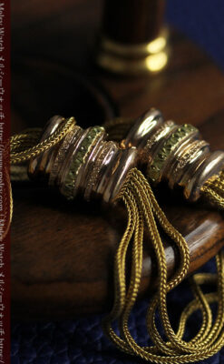 いにしえの逸品 18金無垢の紐状の最高級アンティーク懐中時計チェーン-C0521-27