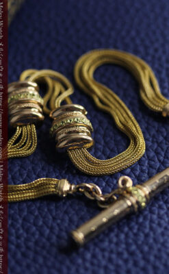 いにしえの逸品 18金無垢の紐状の最高級アンティーク懐中時計チェーン-C0521-6