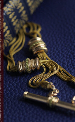 いにしえの逸品 18金無垢の紐状の最高級アンティーク懐中時計チェーン-C0521-7