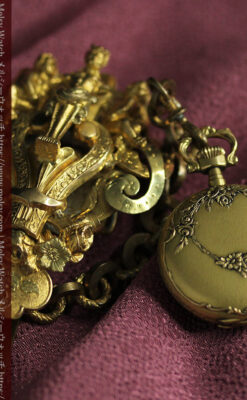 豪華な飾り付き オメガの18金無垢アンティーク懐中時計 【1911年製】-P2388-13