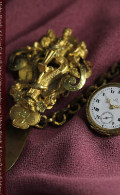 豪華な飾り付き オメガの18金無垢アンティーク懐中時計 【1911年製】-P2388-14