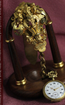 豪華な飾り付き オメガの18金無垢アンティーク懐中時計 【1911年製】-P2388-2