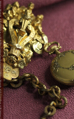 豪華な飾り付き オメガの18金無垢アンティーク懐中時計 【1911年製】-P2388-5