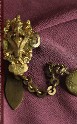 豪華な飾り付き オメガの18金無垢アンティーク懐中時計 【1911年製】-P2388-6