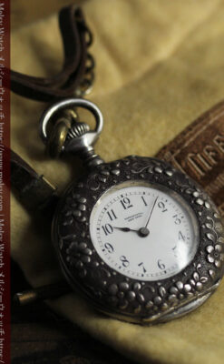 希少なティファニーの懐中時計 繊細で立体的な装飾が美しい銀無垢ケース 【1900年頃】-P2389-12