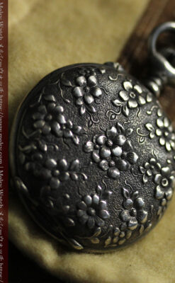 希少なティファニーの懐中時計 繊細で立体的な装飾が美しい銀無垢ケース 【1900年頃】-P2389-7