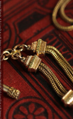 上品かつ秀逸な14金無垢 紐状アンティーク懐中時計チェーン-C0523-10