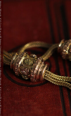 上品かつ秀逸な14金無垢 紐状アンティーク懐中時計チェーン-C0523-11