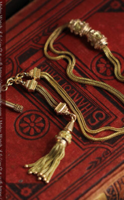 上品かつ秀逸な14金無垢 紐状アンティーク懐中時計チェーン-C0523-12