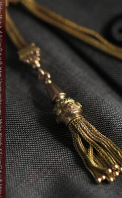 上品かつ秀逸な14金無垢 紐状アンティーク懐中時計チェーン-C0523-15