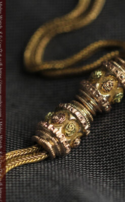 上品かつ秀逸な14金無垢 紐状アンティーク懐中時計チェーン-C0523-16