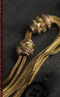 上品かつ秀逸な14金無垢 紐状アンティーク懐中時計チェーン-C0523-17