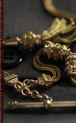 上品かつ秀逸な14金無垢 紐状アンティーク懐中時計チェーン-C0523-18