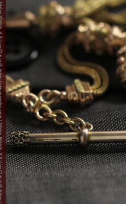 上品かつ秀逸な14金無垢 紐状アンティーク懐中時計チェーン-C0523-23