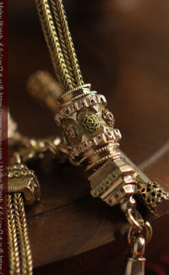 上品かつ秀逸な14金無垢 紐状アンティーク懐中時計チェーン-C0523-5