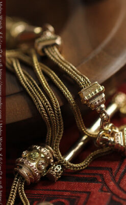 上品かつ秀逸な14金無垢 紐状アンティーク懐中時計チェーン-C0523-6