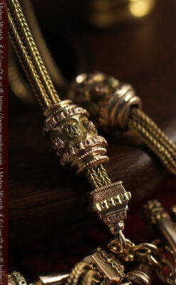 上品かつ秀逸な14金無垢 紐状アンティーク懐中時計チェーン-C0523-9