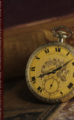 太陽王ルイ14世モデル 華やかな名を冠すグリュエンの懐中時計 【1910年頃】-P2390-10